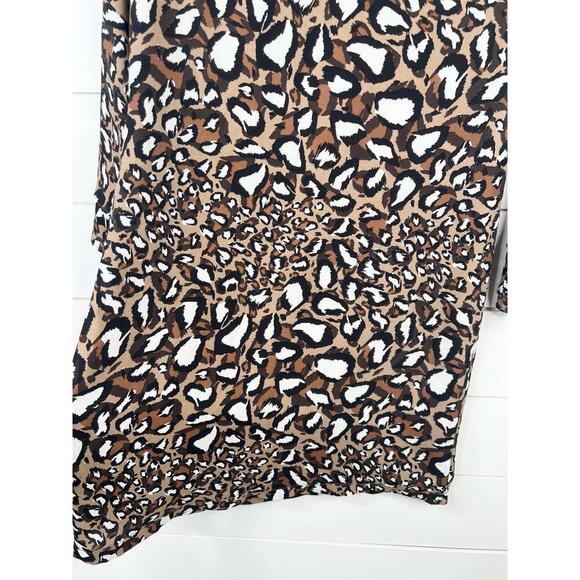 JADE Leopard Animal Print Shift Dress 3/4 Bell Sleeves Keyhole Back Size XS - Picture 7 of 13
